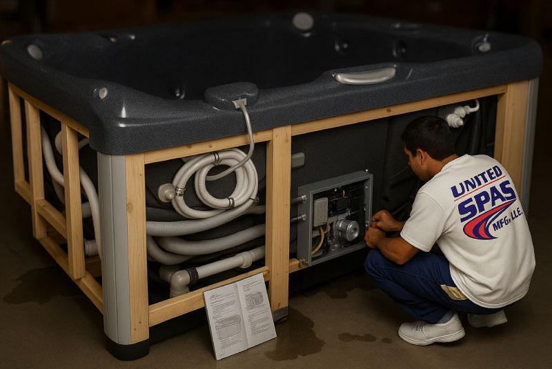 Step Four in the process of building a hot tub spa - Plumbing
